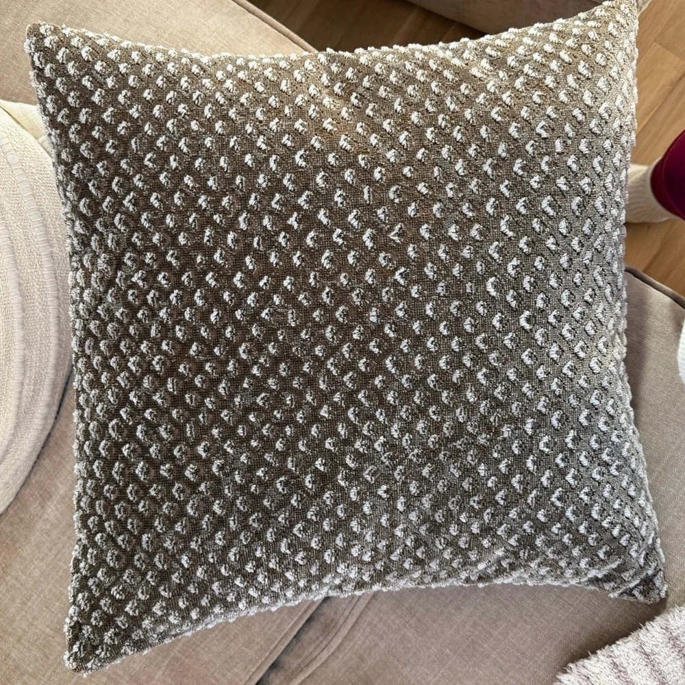 West Elm Textured Taupe Throw Pillow - Soft Decorative Pillow Cover
